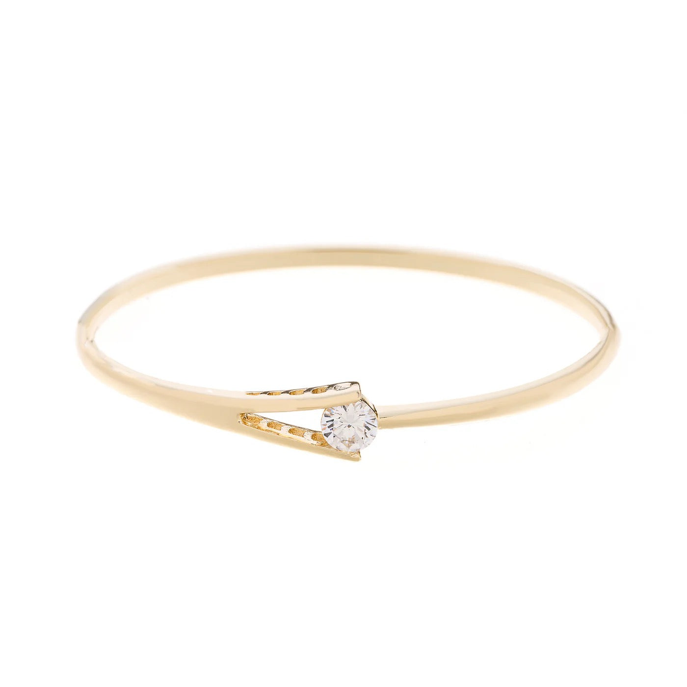 Park Lane Gold & Single Cubic Zirconia Bangle Bracelet - Gold
