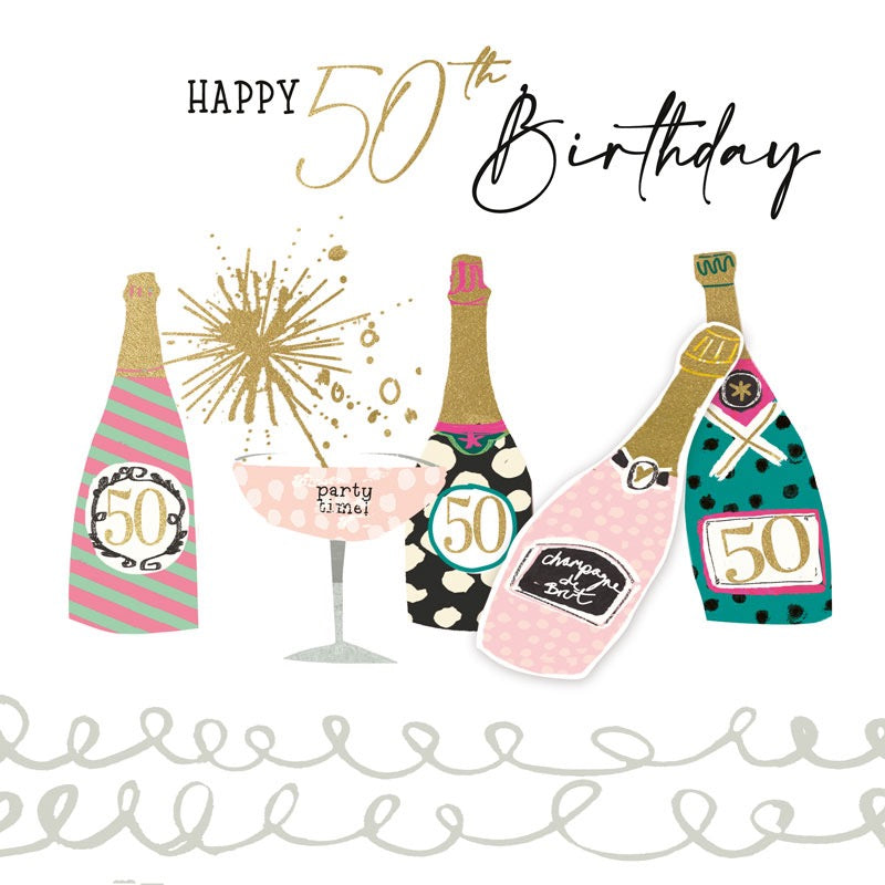 Happy 50th Birthday Fizz & Cocktails Card - Hammond Gower