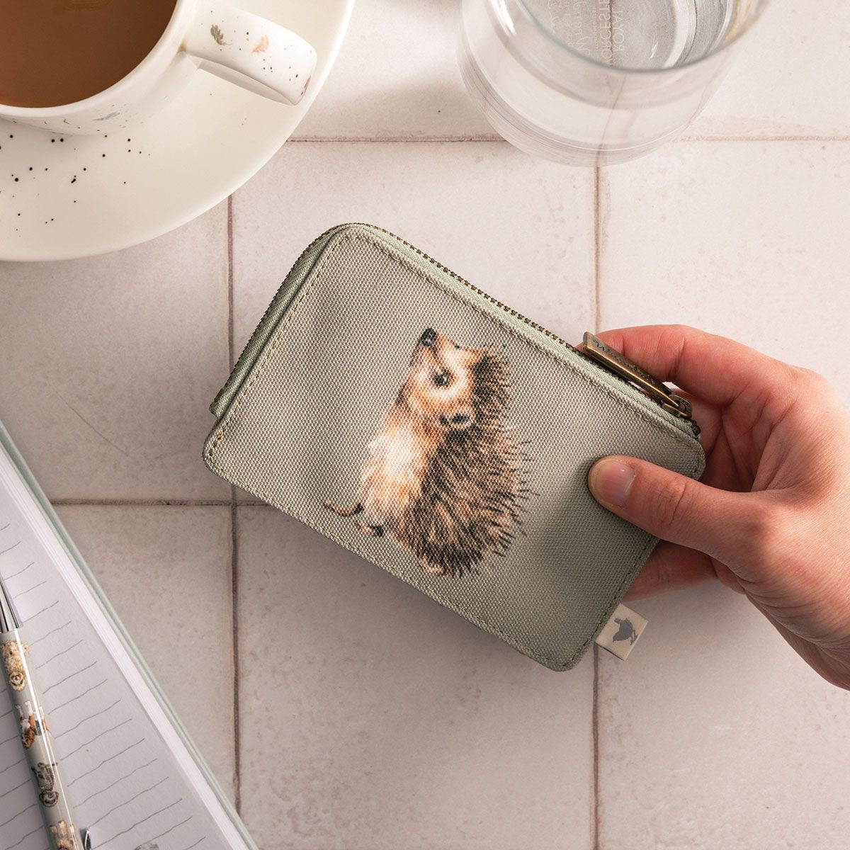 Wrendale Designs 'Woodlander' Hedgehog Coin & Card Purse - Green