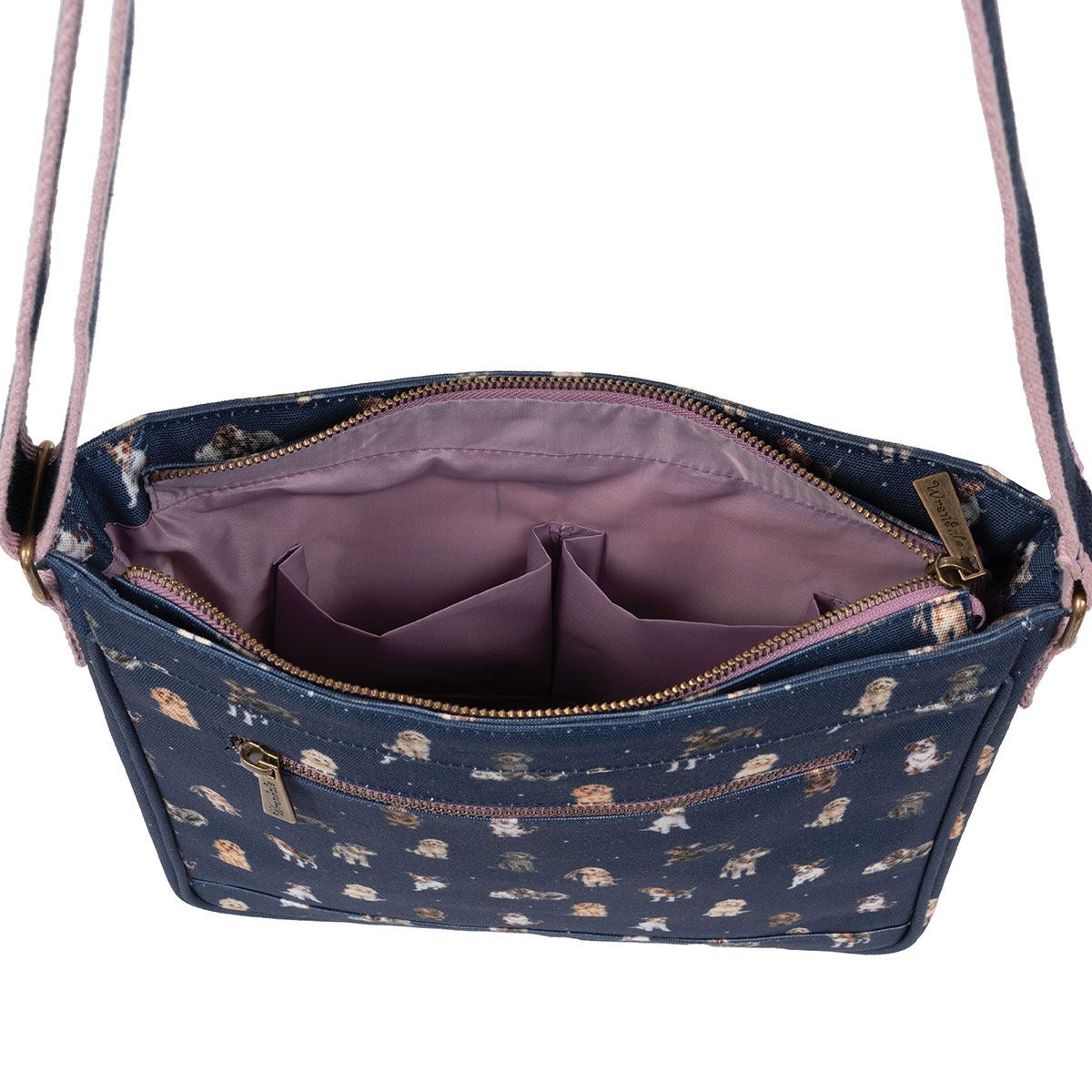 Wrendale Everyday 'A Dog's Life' Dog Canvas Crossbody Bag - Dark Blue