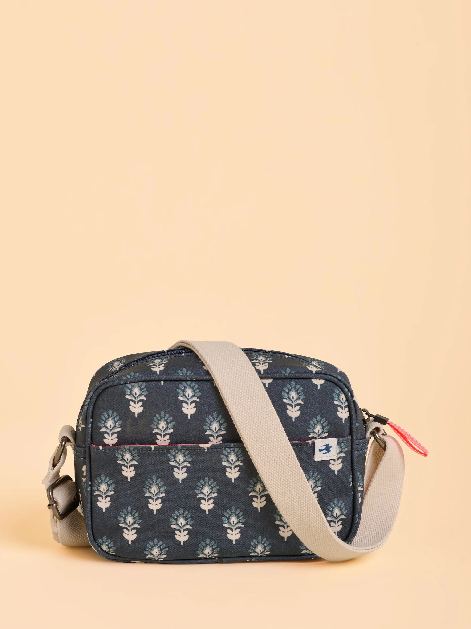 Brakeburn Henna Print Canvas Box Small Crossbody Bag - Navy