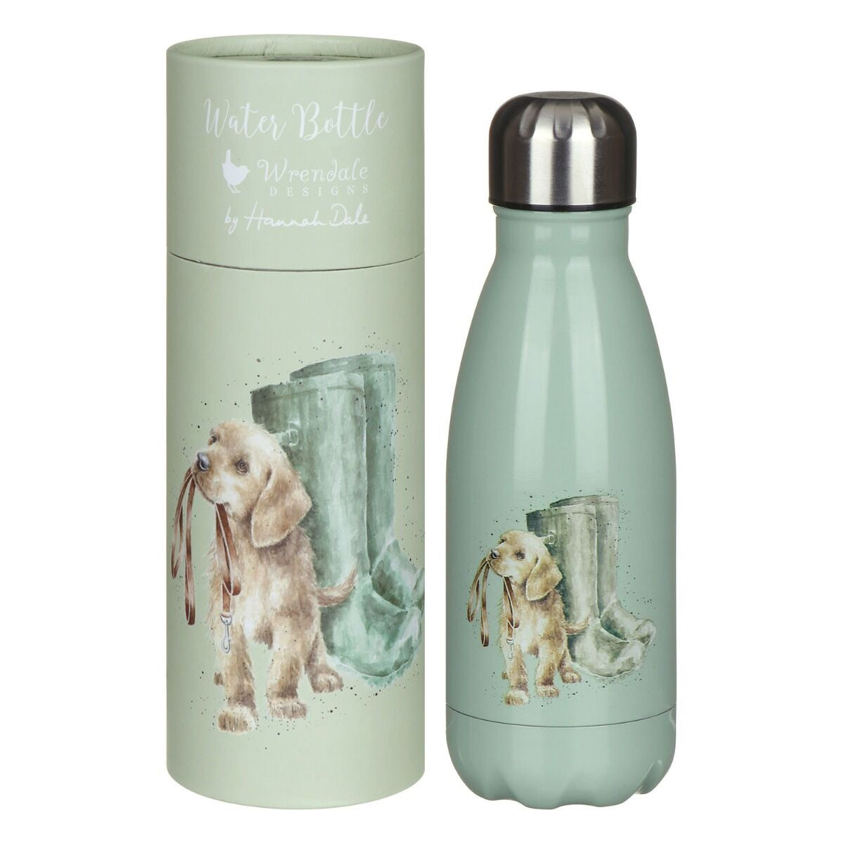 Wrendale Designs 'Hopeful' Small Water Bottle 260ml (Gift Boxed) - Sage Green