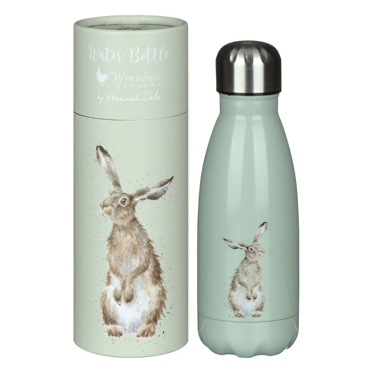 Wrendale Designs 'Hare & The Bee' Small Water Bottle 260ml (Gift Boxed) - Sage Green