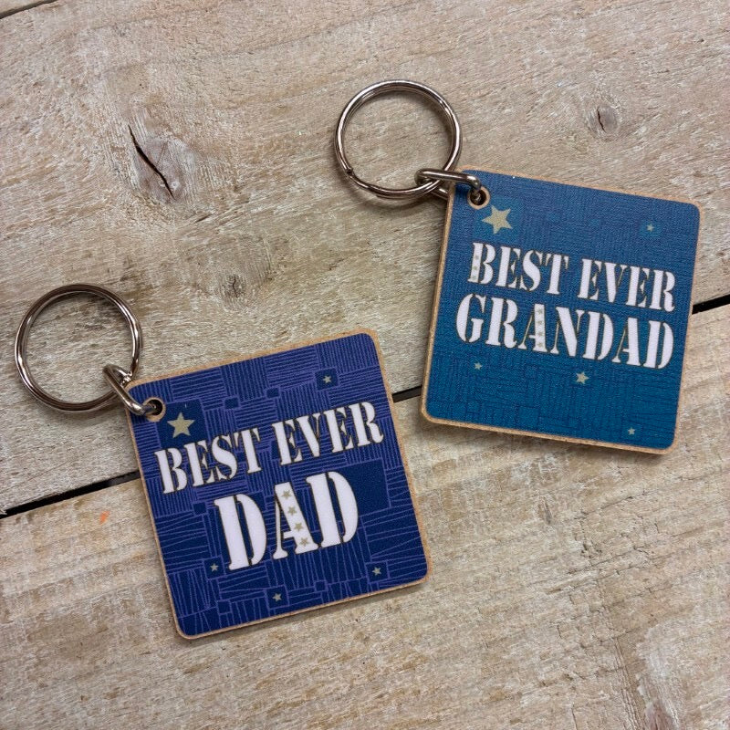 Best Ever Grandad Keyring - White Cotton Cards