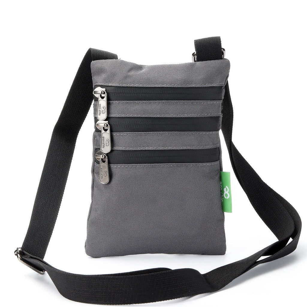 Eco Chic Recycled Phone Canvas Crossbody Bag - Carbon Grey