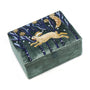 POM Midnight Green Velvet Leaping Hare Embroidered Small Jewellery Box