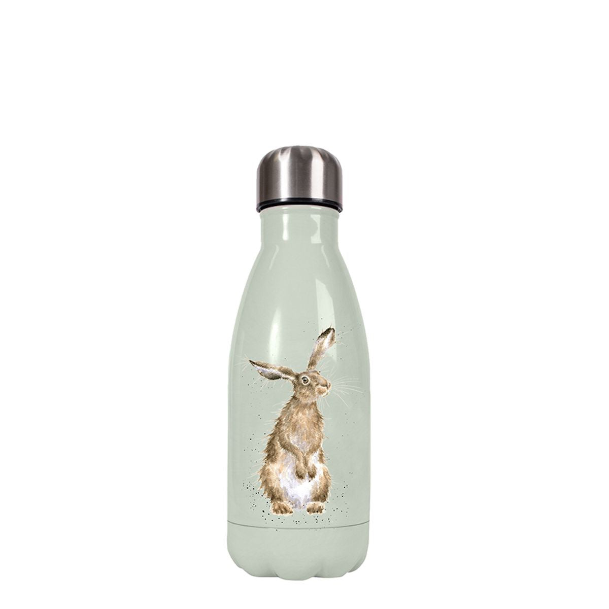 Wrendale Designs 'Hare & The Bee' Small Water Bottle 260ml (Gift Boxed) - Sage Green