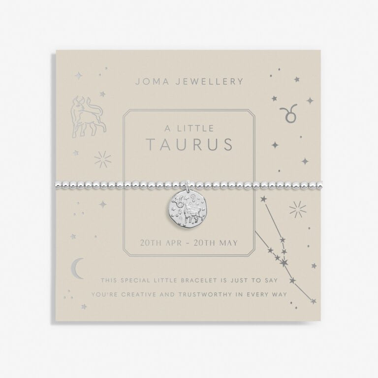 Joma Jewellery - Starsign A little TAURUS Silver Disc Bracelet
