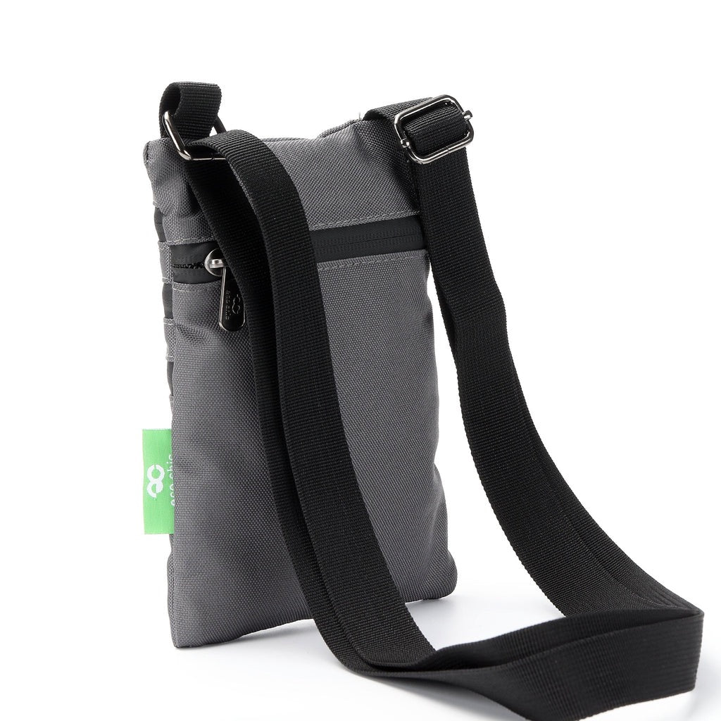 Eco Chic Recycled Phone Canvas Crossbody Bag - Carbon Grey