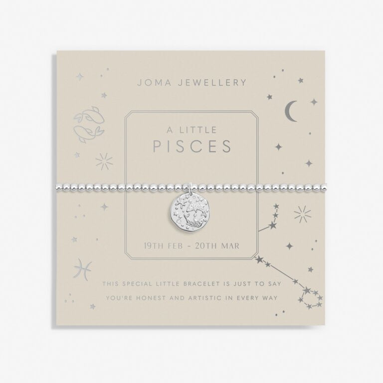 Joma Jewellery - Starsign A little PISCES Silver Disc Bracelet