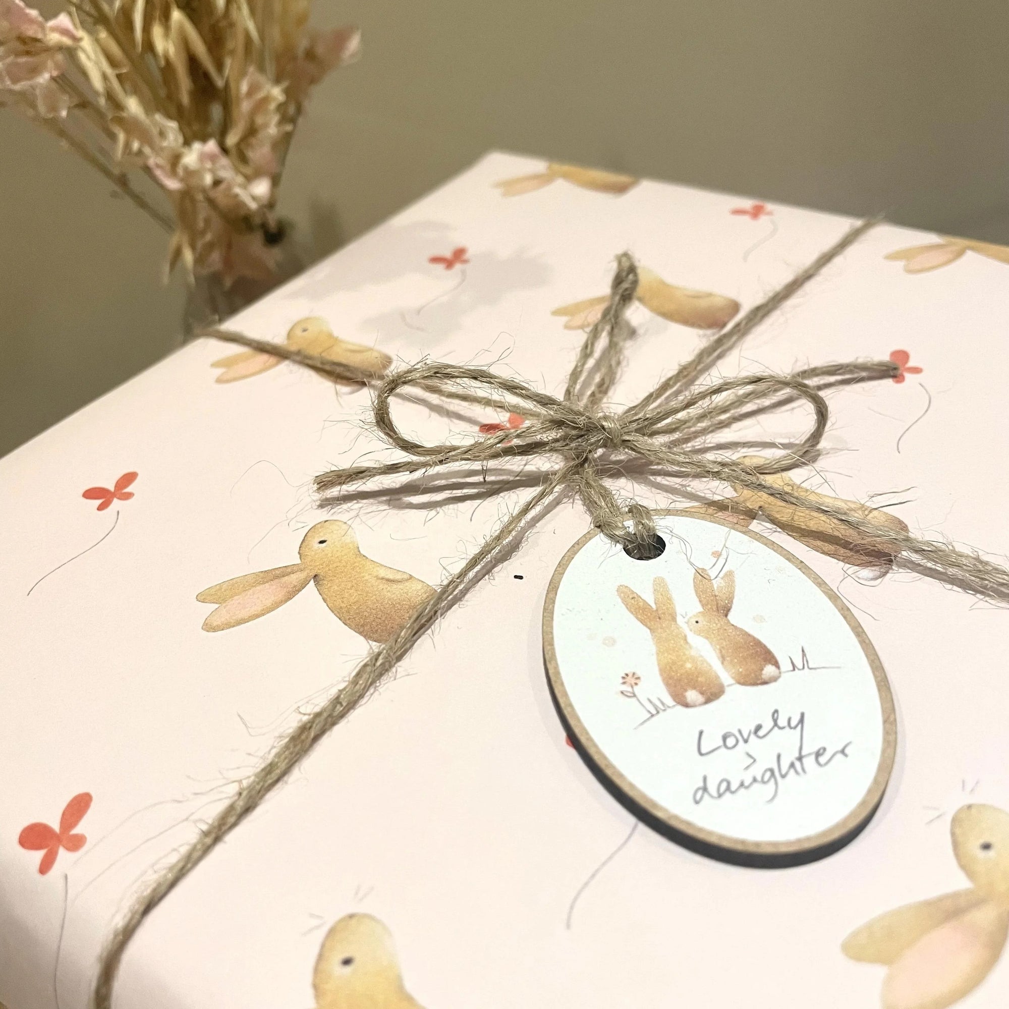 Small Oval Hanging Wood Plaque - Lovely Friend (Hedgehog & Bluetit) - Ginger Betty