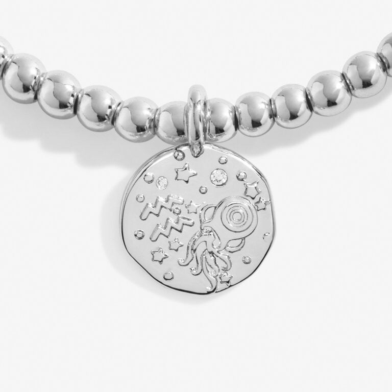 Joma Jewellery - Starsign A little AQUARIUS Silver Disc Bracelet