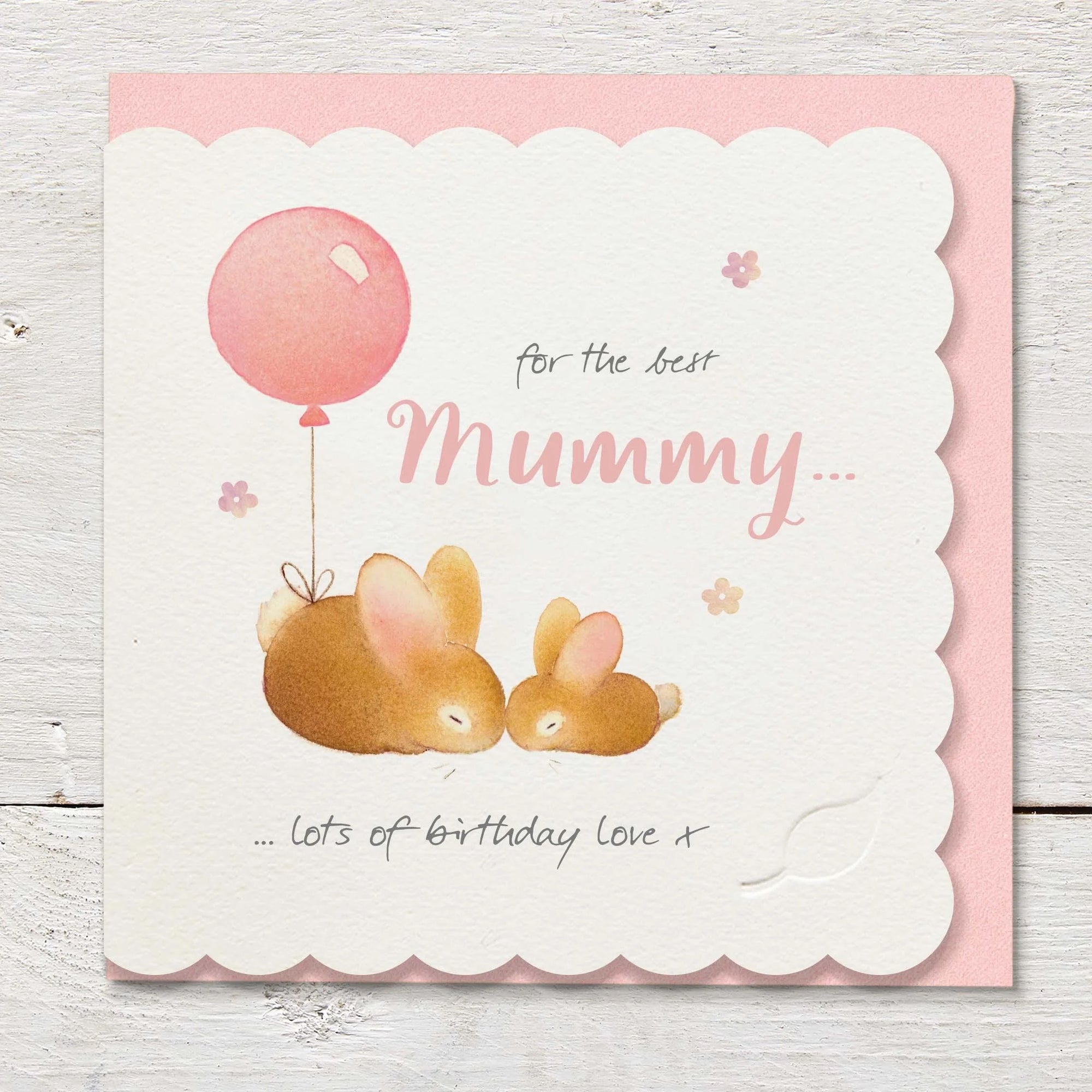Ginger Betty - Best Mummy (rabbits) - Scalloped Edge - Birthday Card
