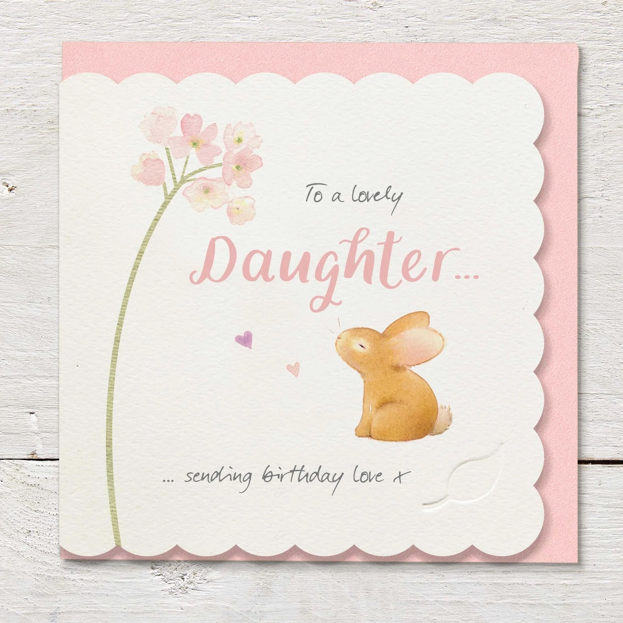 Ginger Betty - To a Lovely Daughter (Rabbit) - Scalloped Edge - Birthday Card
