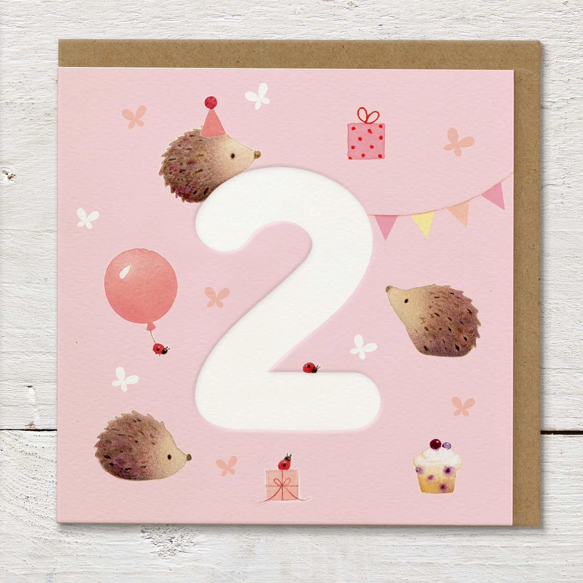Ginger Betty - 2nd Birthday Girls (Hedgehog) - Birthday Card