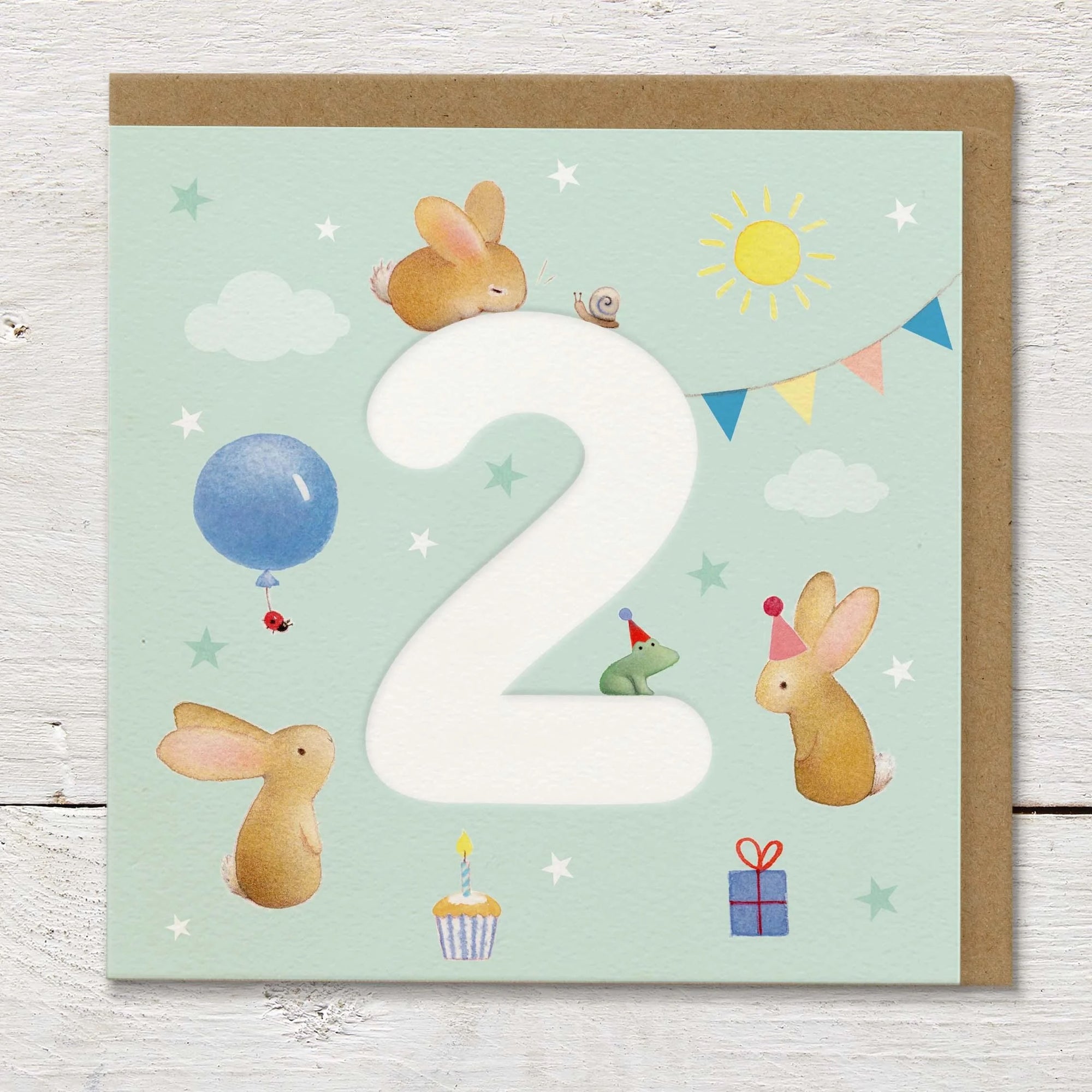 Ginger Betty - 2nd Birthday Boys (Rabbits) - Birthday Card
