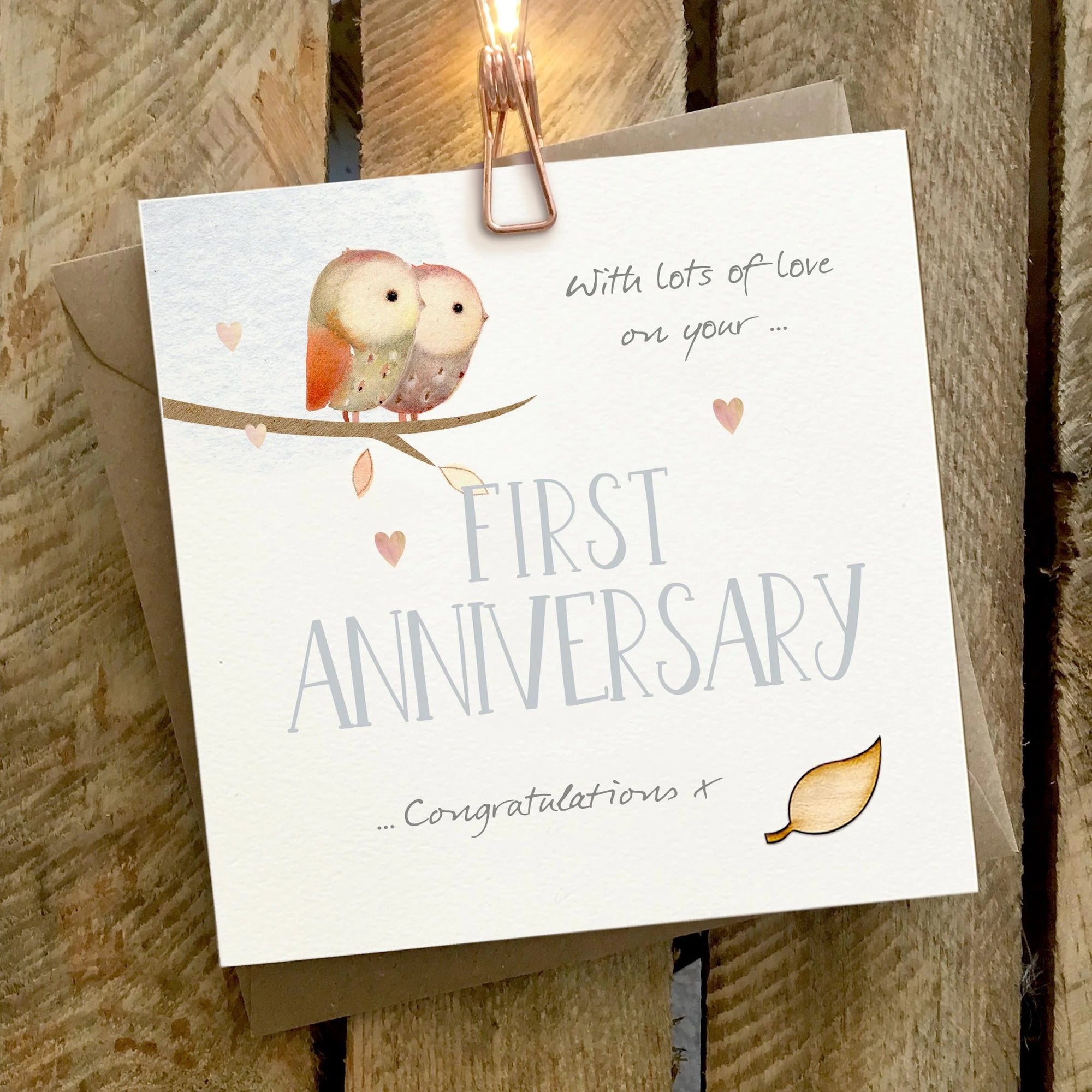 Ginger Betty - First Anniversary (Owls) - Anniversary Card