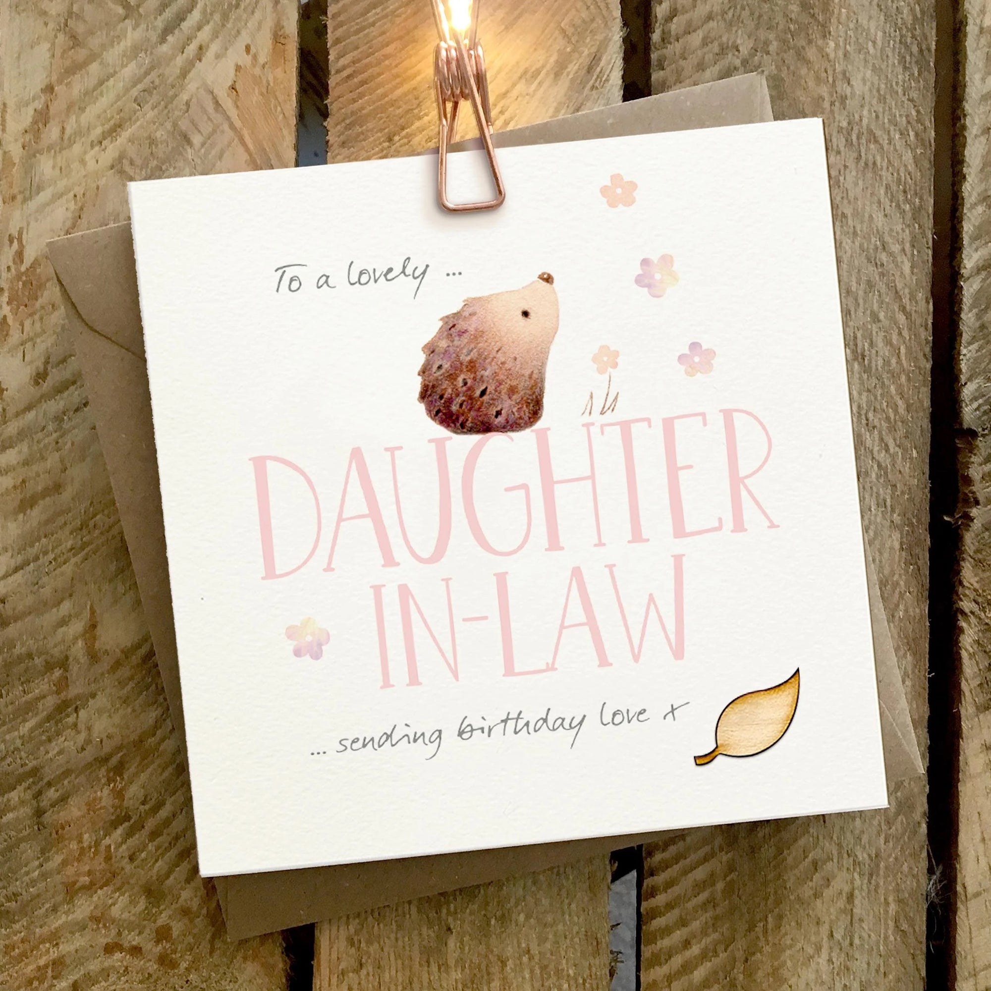 Ginger Betty - Lovely Daughter in law (Hedgehog) - Birthday Card
