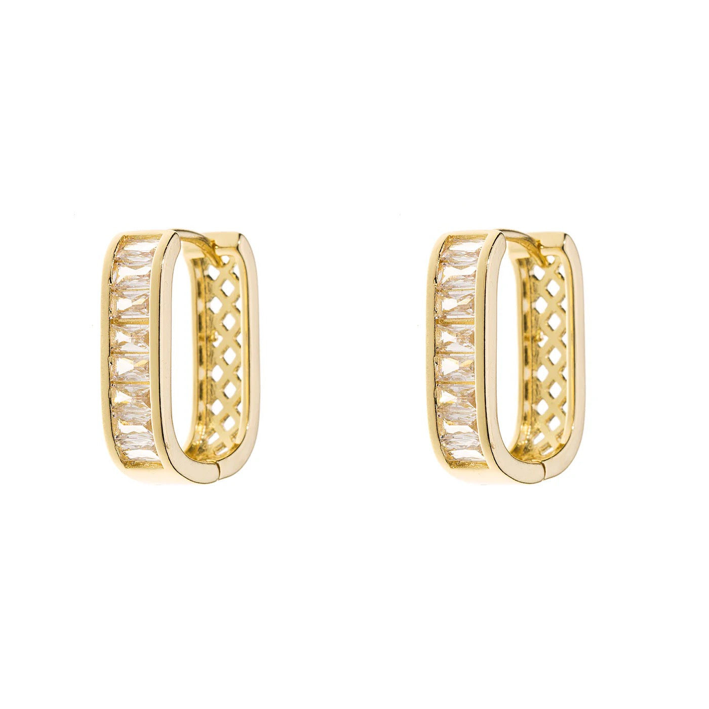 Park Lane Baguette Crystal Hoop Earrings - Gold
