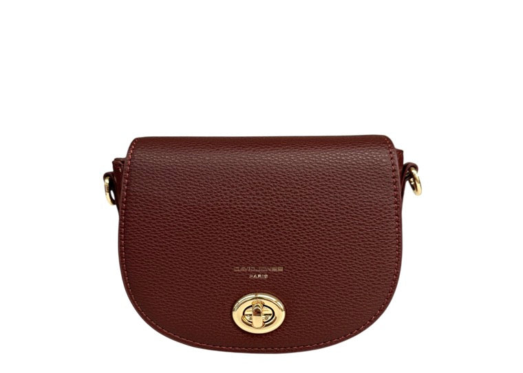 David Jones Mini Satchel Twist-Lock Crossbody Handbag - Bordeaux (NVCM7021)