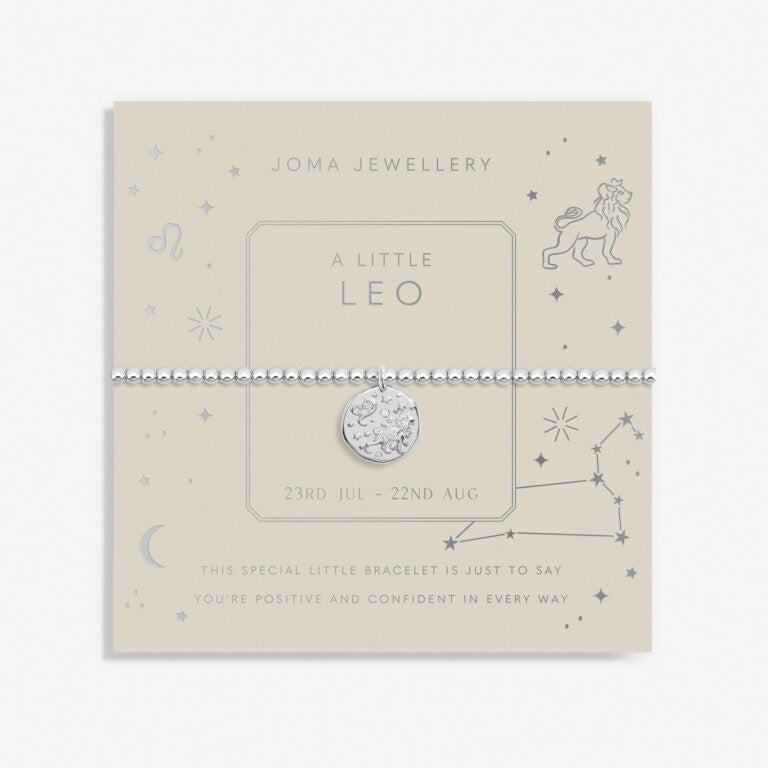 Joma Jewellery - Starsign A little LEO Silver Disc Bracelet