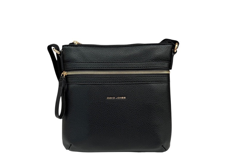 David Jones (NV7015-1A) Small Zip Front Crossbody Handbag - Black