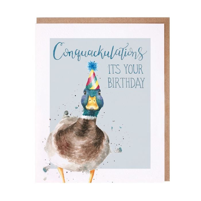 'Conquakulations' Duck Birthday Card - Wrendale Designs