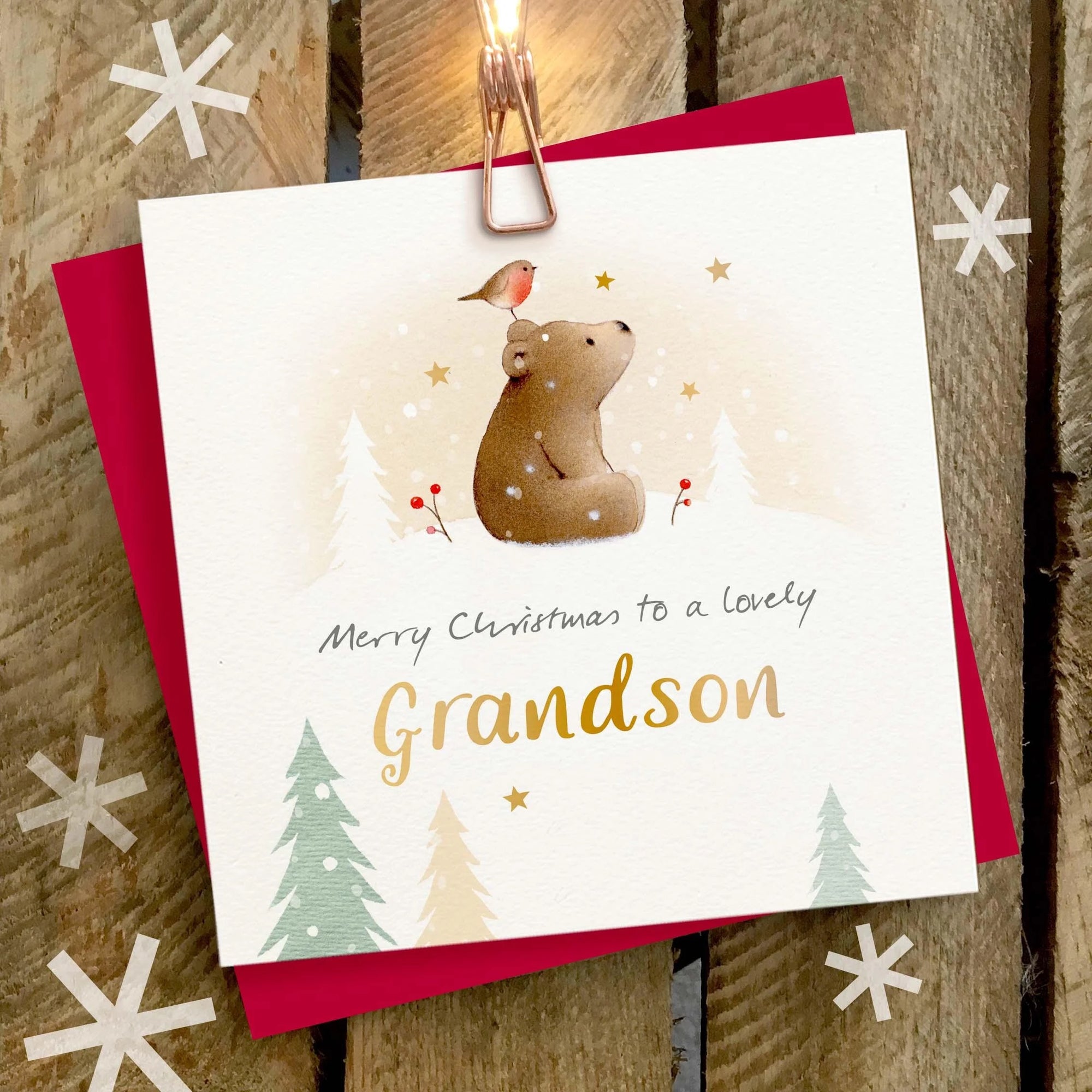 Ginger Betty - Lovely Grandson (Bear & Robin) - Christmas Card