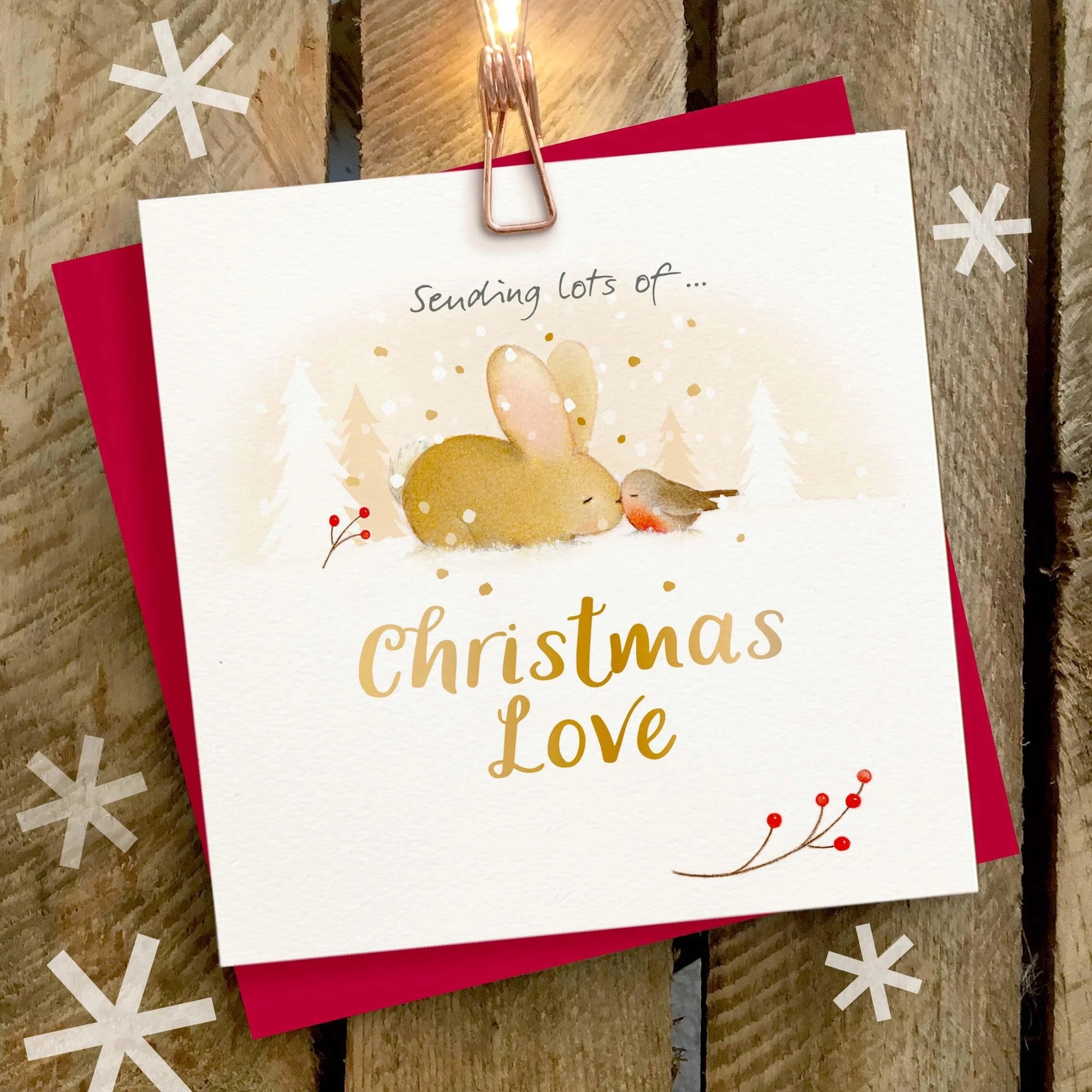 Ginger Betty - Sending Christmas Love (Rabbit & Robin) - Christmas Card