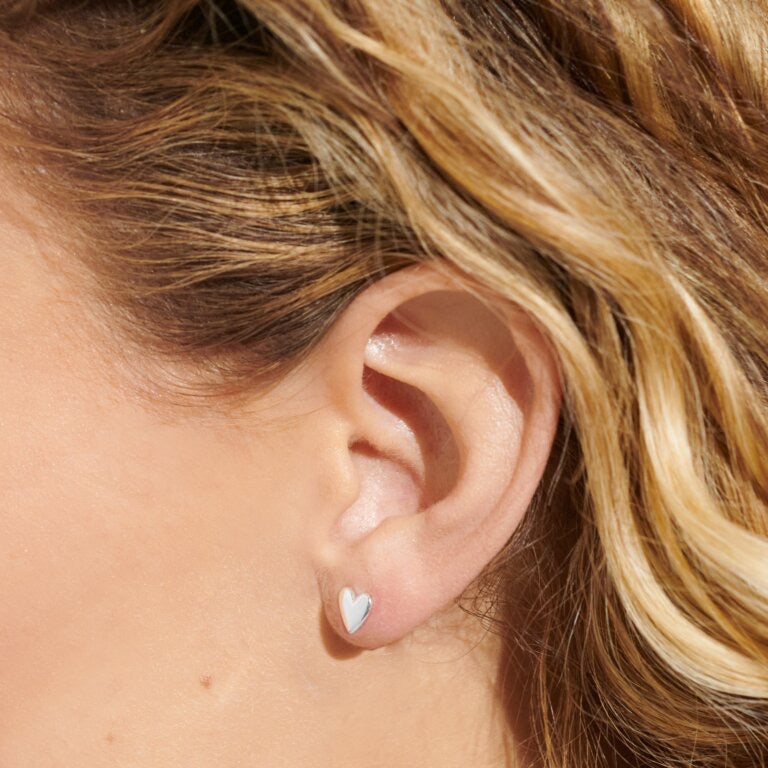 Joma Jewellery - Boxed A Little "Happy Birthday' Heart Stud Earrings - Silver