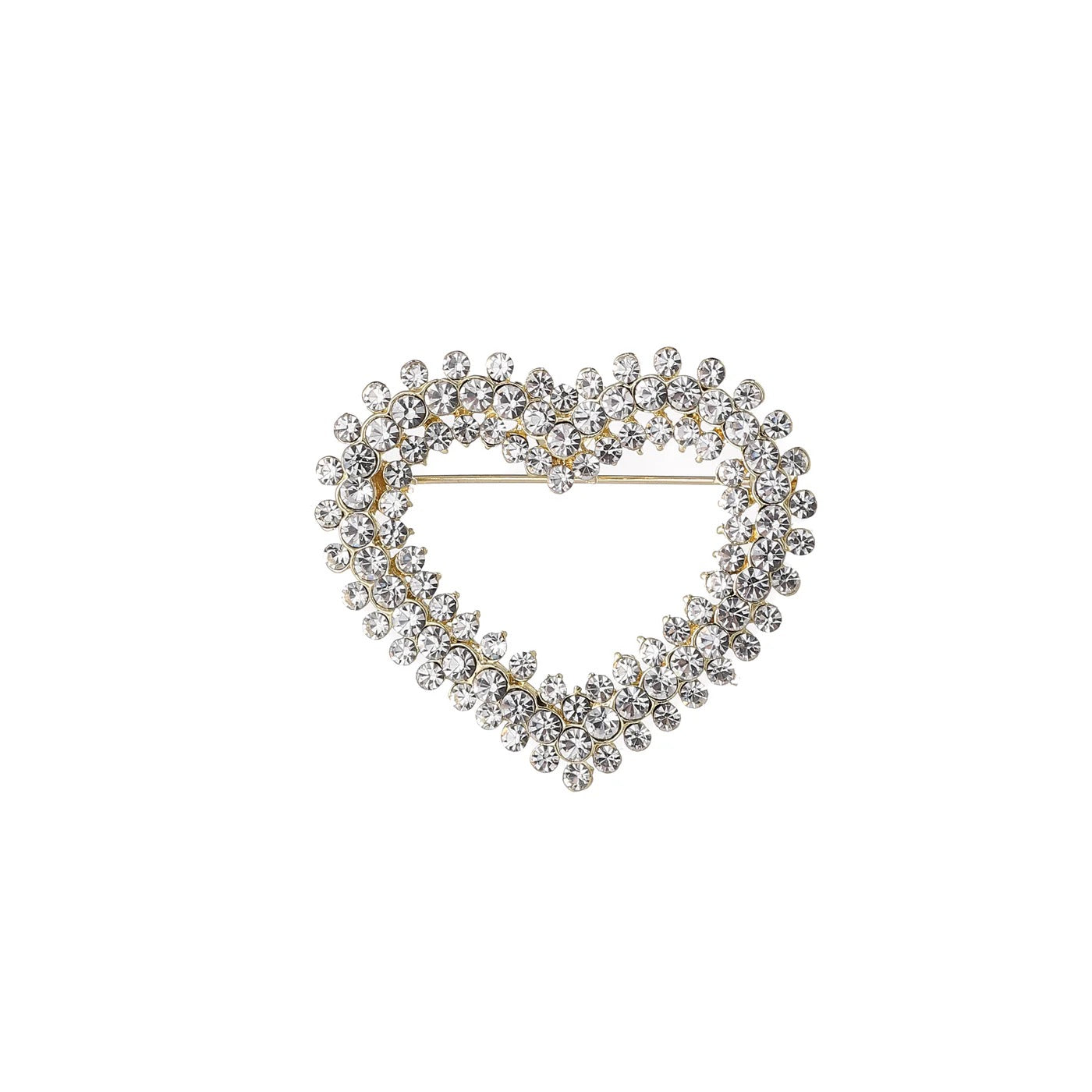 Park Lane Crystal Open Heart Brooch - Gold