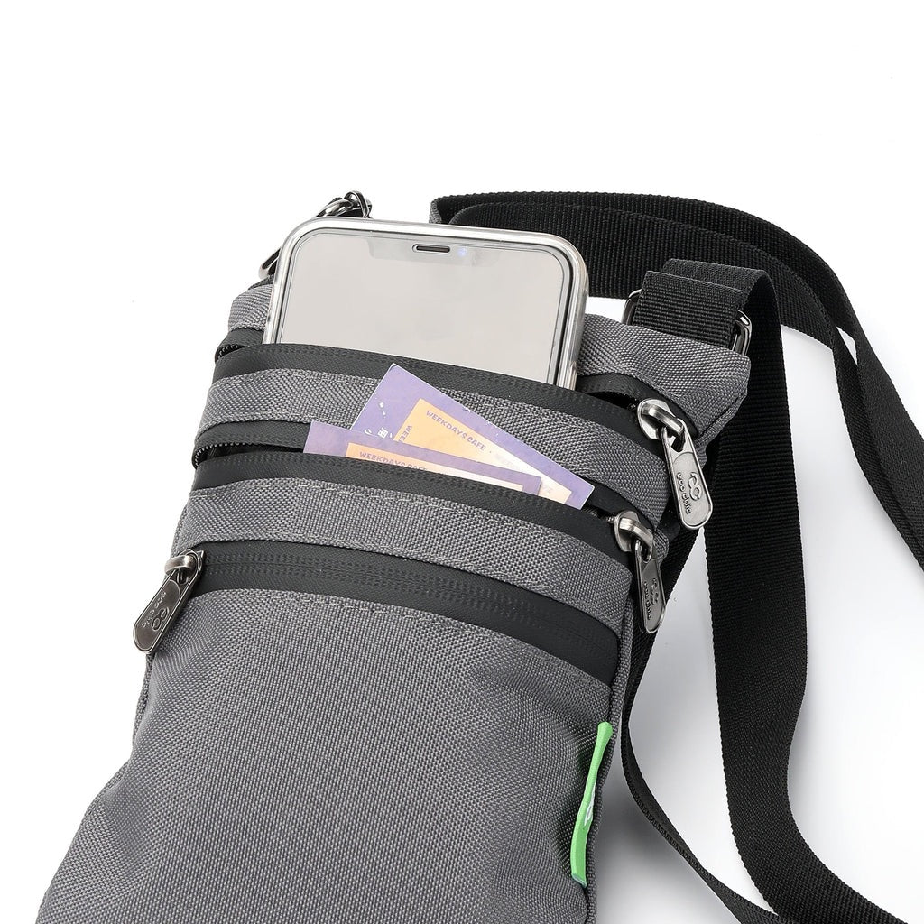 Eco Chic Recycled Phone Canvas Crossbody Bag - Carbon Grey
