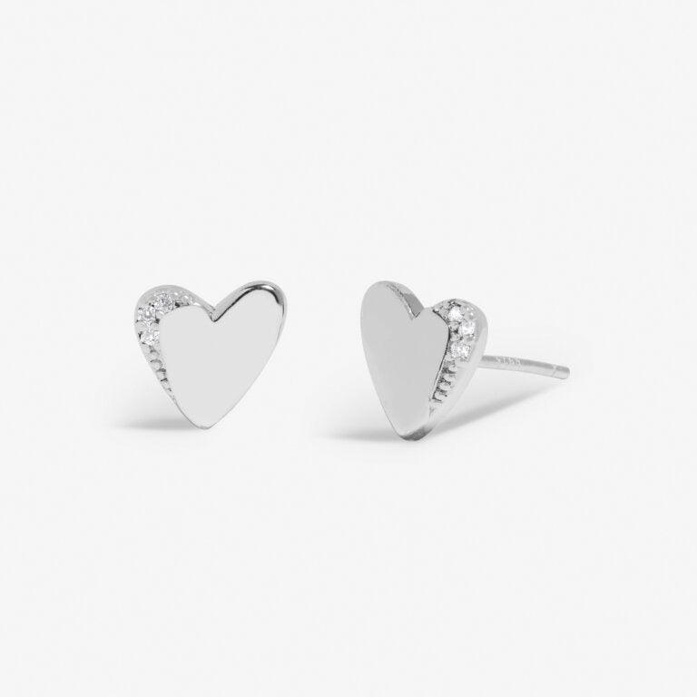Joma Jewellery - Boxed A Little "Happy Birthday' Heart Stud Earrings - Silver