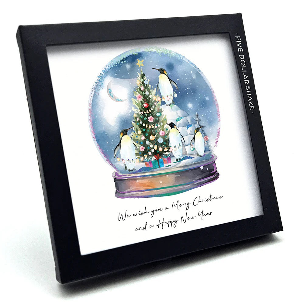 Five Dollar Shake Penguin Snowglobe - Christmas PACK OF 6 BOXED Blank Christmas Cards