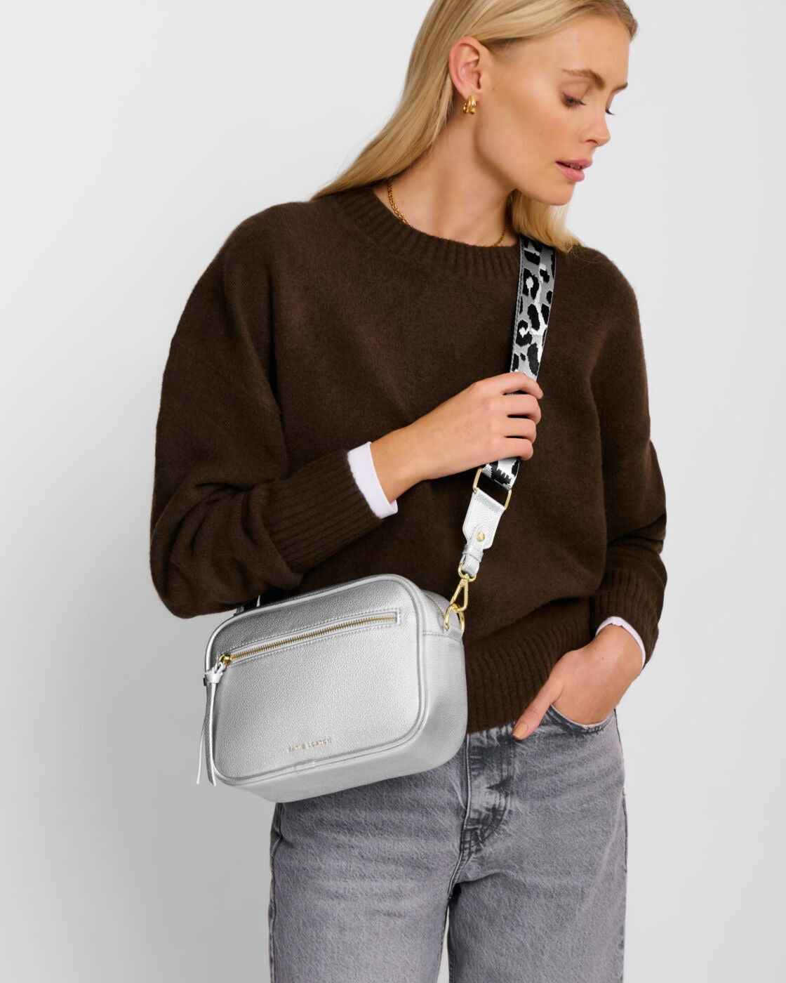 Katie Loxton Hallie Double Strap Crossbody Bag - Silver