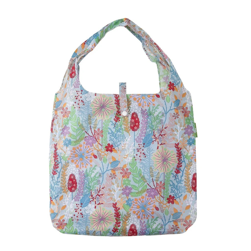 Eco Chic Foldable Recycled Shopping Bag - Lush Floral - Blue