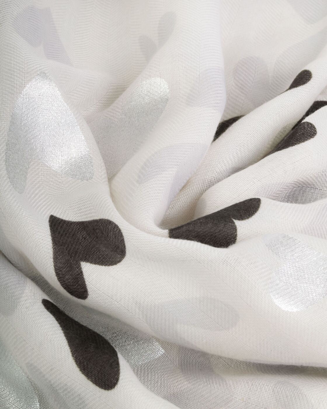 Katie Loxton Printed Foil Scarf - Abstract Heart - Moonstone Grey/Black/Silver