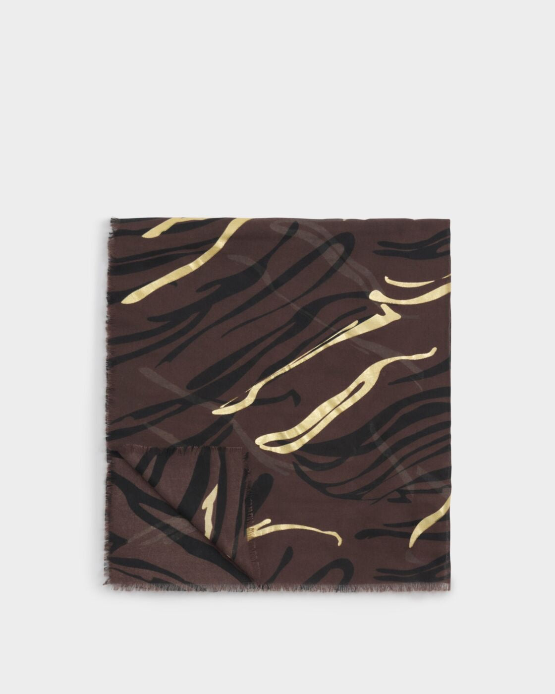 Katie Loxton Printed Foil Scarf -Zebra Chocolate/Black/Gold