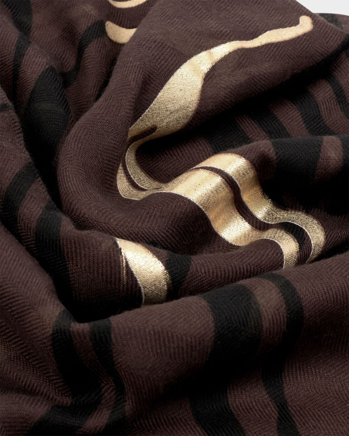 Katie Loxton Printed Foil Scarf -Zebra Chocolate/Black/Gold