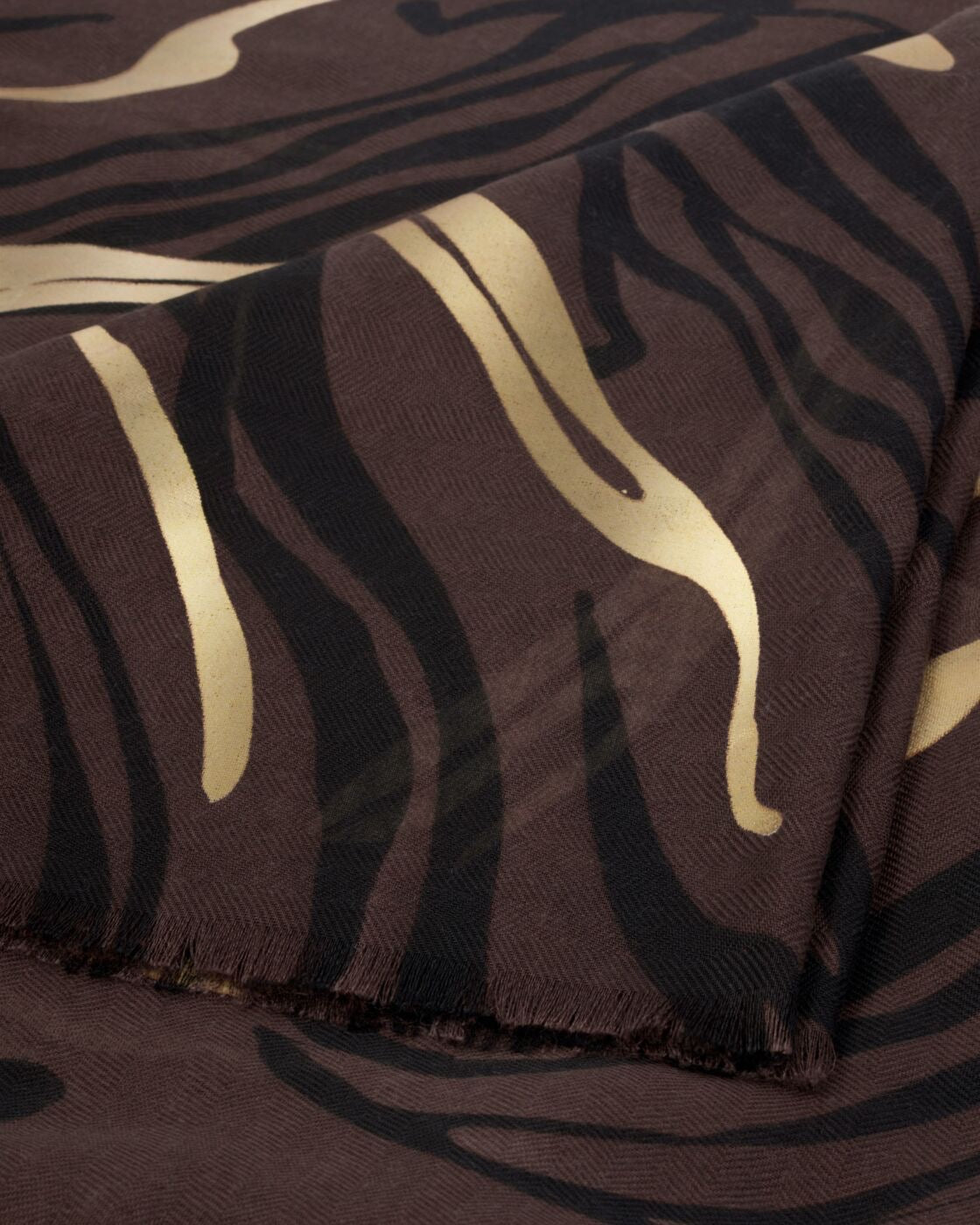 Katie Loxton Printed Foil Scarf -Zebra Chocolate/Black/Gold