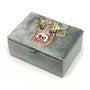 POM Seafoam Velvet Highland Cow Embroidered Small Jewellery Box