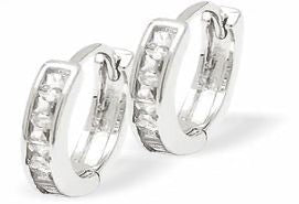 Byzantium Sparkly Crystal Small Huggie Hoop Earrings
