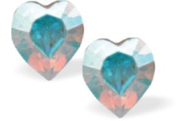 Byzantium Swarovski Crystal Studs - Large Hearts 11mm- Crystal AB