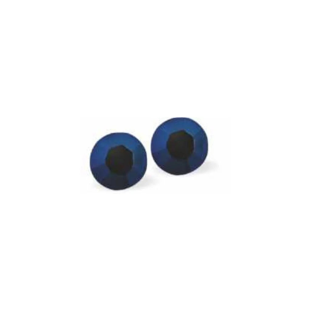 Byzantium 8mm Austrian Crystal Studs - Chatons - Metallic Blue