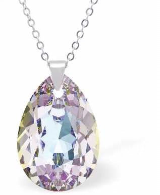 Byzantium Austrian Crystal Small Pendant Necklace - Teardrop - Two Tone Vitrial Light