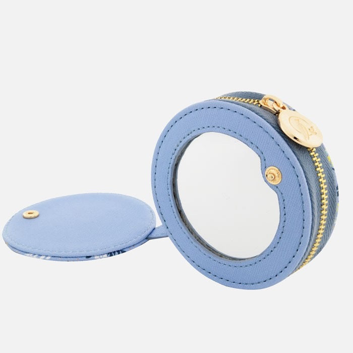 Sara Miller Ostrich & Palms Compact Mirror & Pouch Keyring/Bag Charm