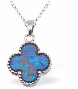 Byzantium Paua Shell Four Leaf Clover Pendant Necklace - Silver