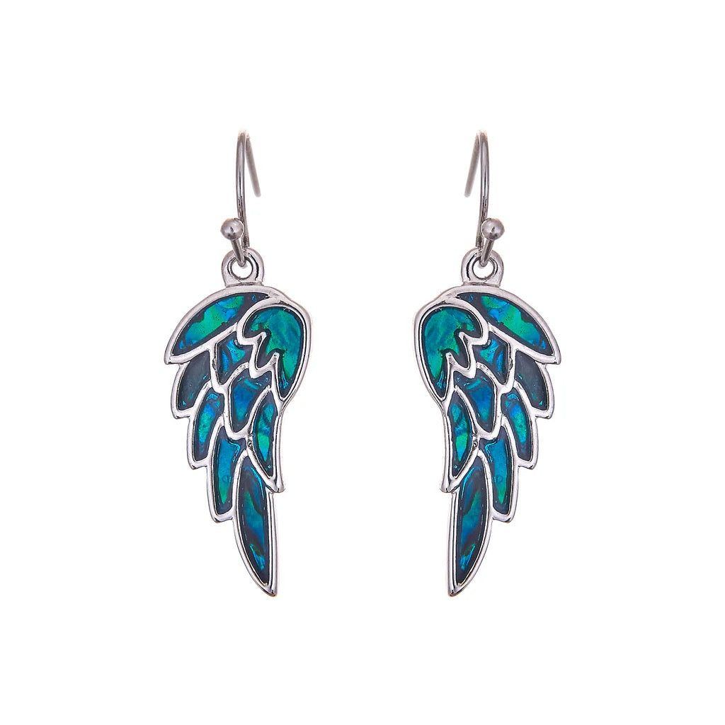 Byzantium Paua Shell Drop Earrings - Angel Wings