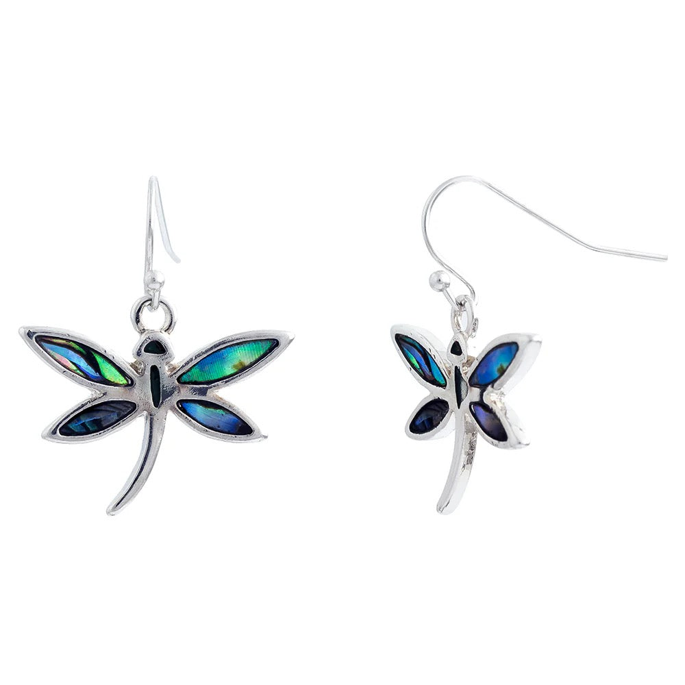 Byzantium Paua Shell Drop Earrings - Dragonfly