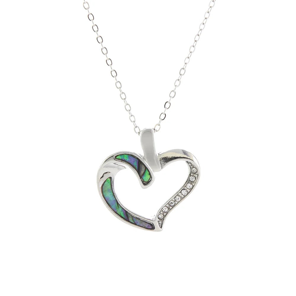 Byzantium Paua Shell Pendant - Large Hollow Heart
